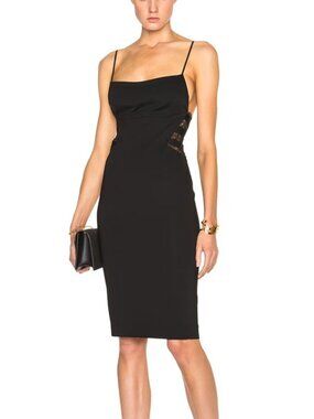 NOAM HANOCH Lita Dress Black Stretch Lace Cut Out Size 0